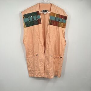 VTG Risky Tunic Vest Southwestern Art To Wear Boho Hippie M/L USA